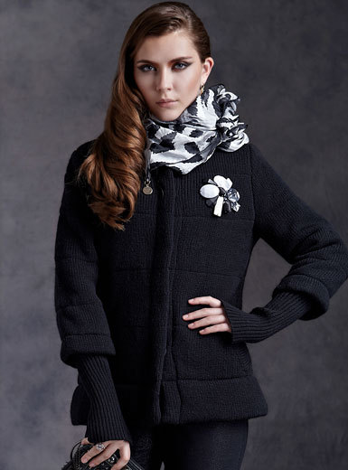 MOONBASA women's ladies corsage wool knitted wadded jacket