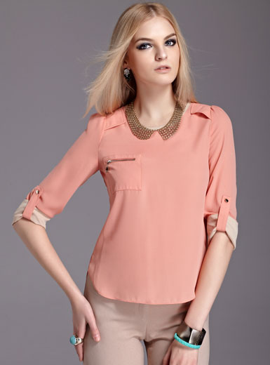 MOONBASA women's modern brief ol color block long-sleeve shirt spring