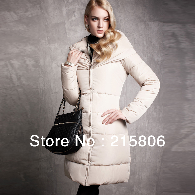 MOONBASA women's slim long design down with belt 030611409