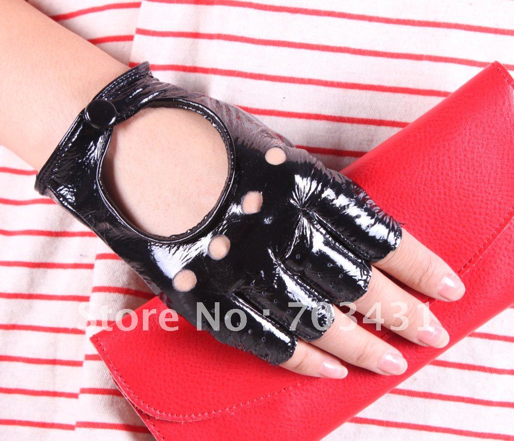 Moq=1,lady's genuine leather glove,black lambskin backless coat of paint mittens,women's hip-hop gloves,free shipping,ID:F256