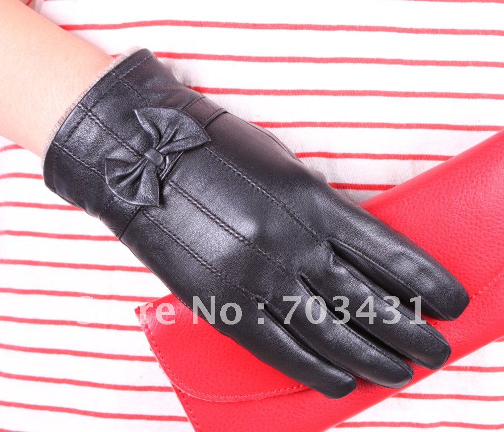Moq=1,Lady's genuine leather glove,fashion cape glove women,ladies butterfly knitting wool gloves,free shipping,ID:F137