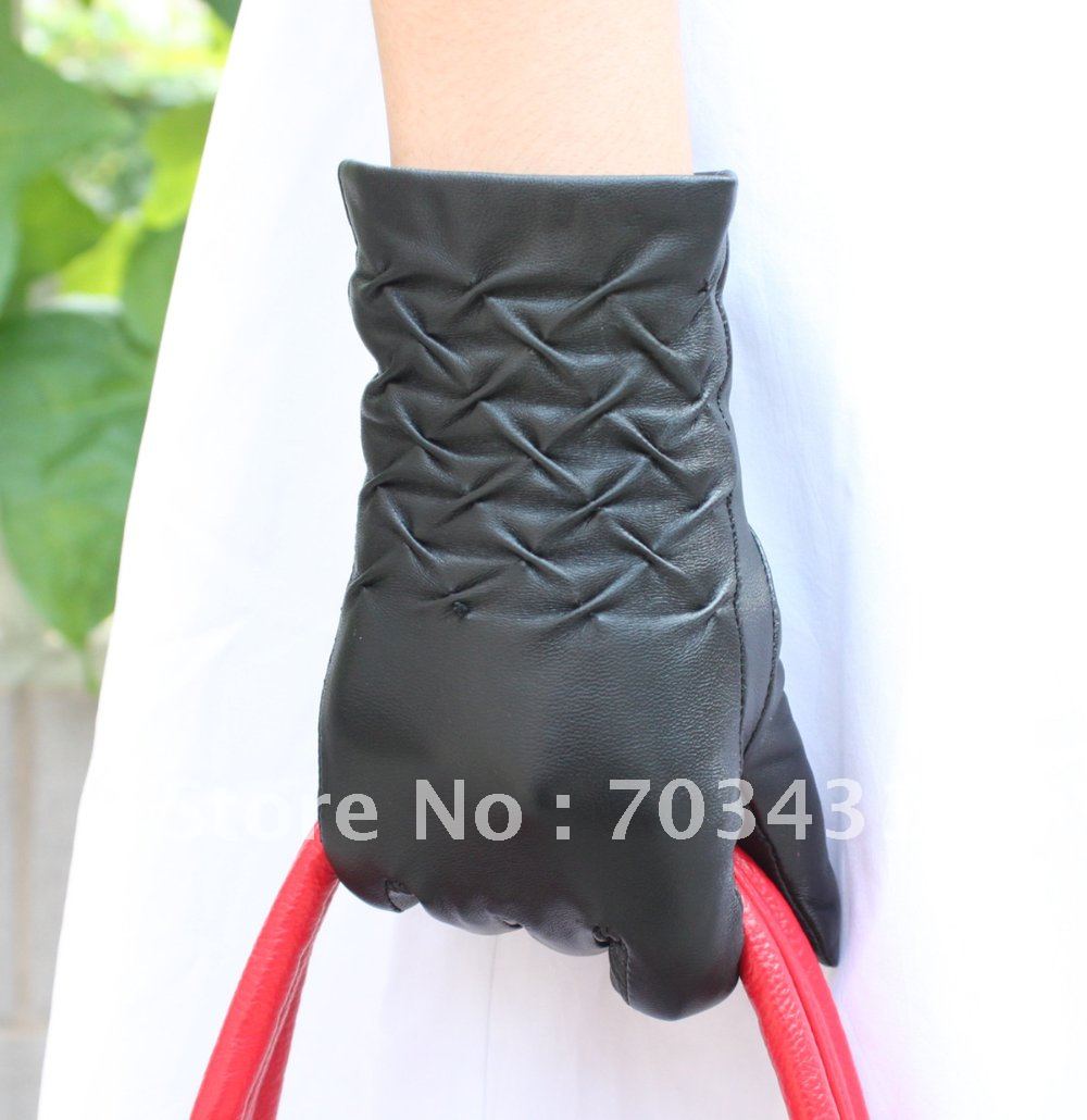 Moq=1,lady's genuine sheep leather glove,cross drape gloves female,women's brief fashion gloves,free shipping,ID:F106