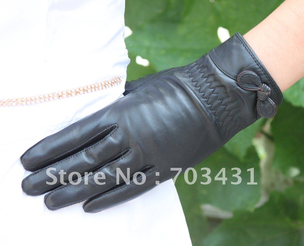 Moq=1,Lady's genuine sheep leather glove,women's rabbit ears buttfly gloves,ladies winter warm gloves,free shipping,ID:F241