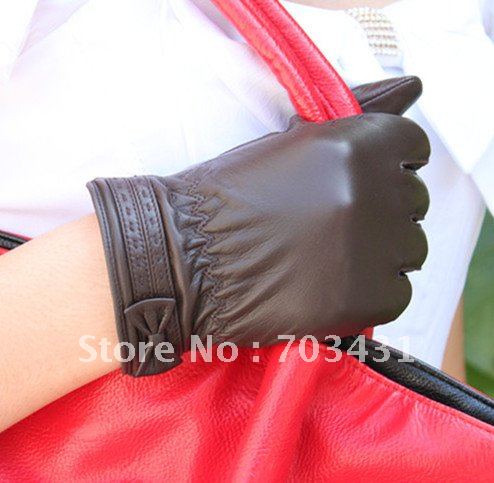 Moq=1,New arrival!women's genuine sheep leather glove,fashion brown diplotene butterfly gloves,free shipping,ID:F180