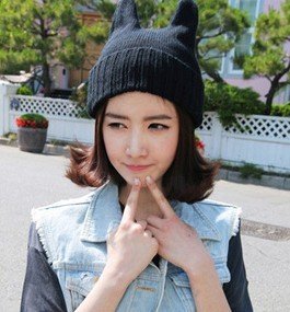 MOQ: 1pcs Free Shipping For Hat man woman demon Angle knitted cap cat ear han2 ban3 horn MaoXianMao new