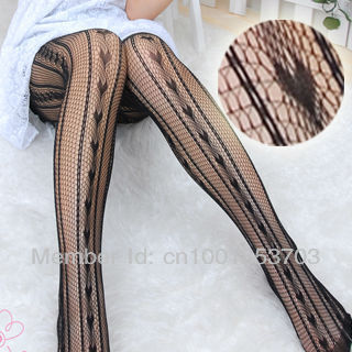 MOQ 1PCS mix order  women sexy heart-shape & vertical stripes  fishet tights SO19007-BK