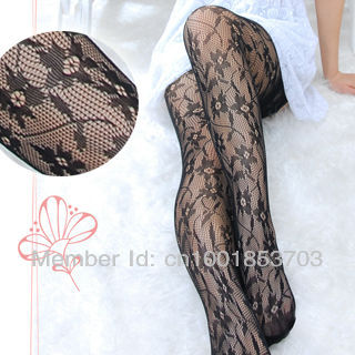 MOQ 1PCS mix order  women sexy small flower & thin cane  fishet tights SO19019-BK