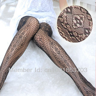 MOQ 1PCS mix order  women sexy small  sqare with small flower fishnet tights SO19033-BK