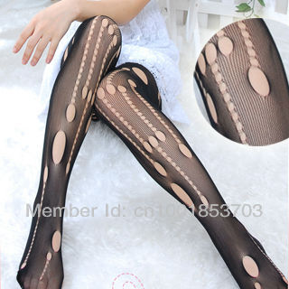 MOQ 1PCS mix order  women sexy tear fishnet tights SO19035-BK