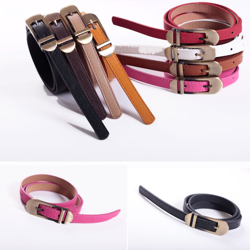 More world brand name 2012 brief fashion women's genuine leather pigskin strap thin belt waist decoration all-match casual