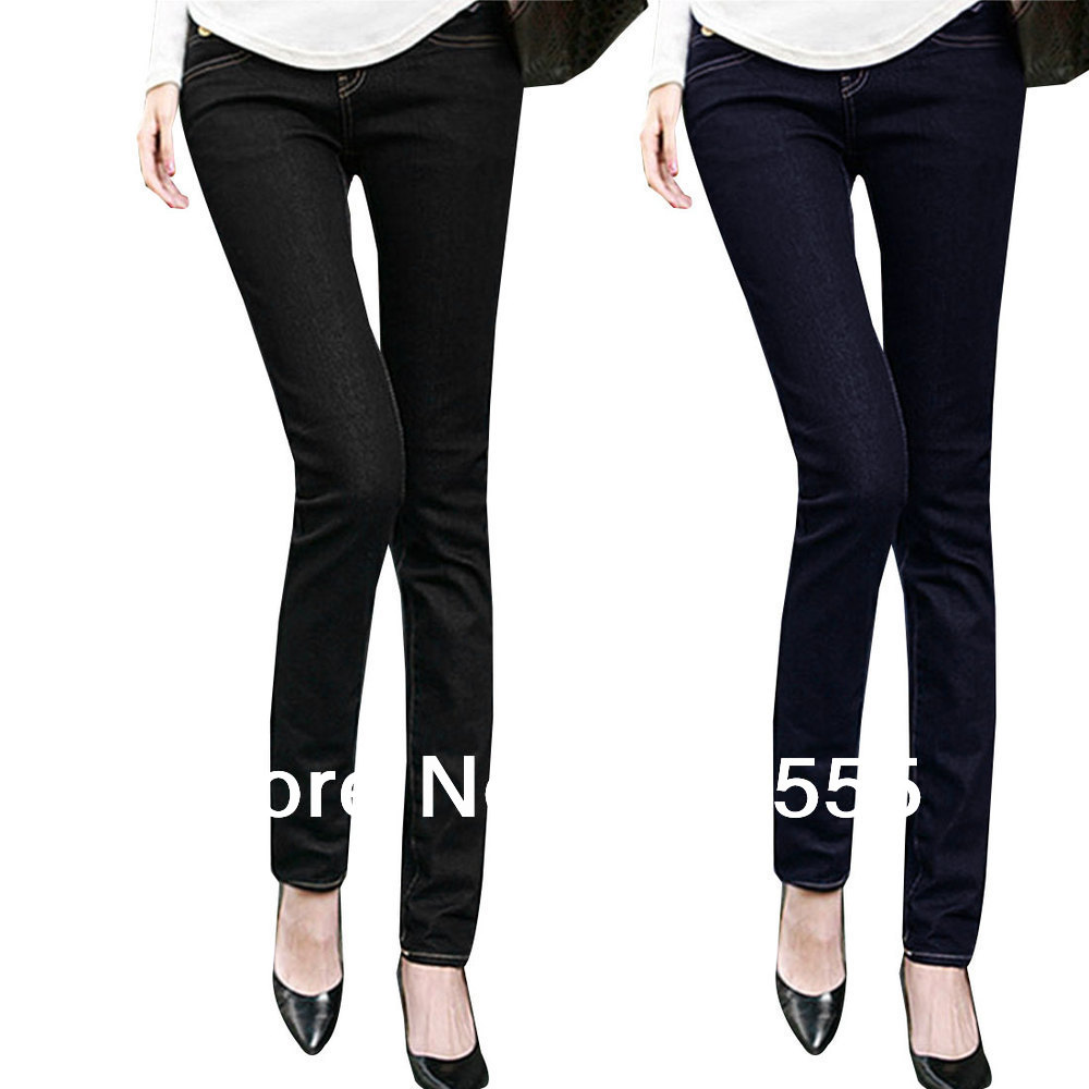 Motherhood Pregnancy Slant Pockets Front Hip Pokcets Solid Color Casual Jeans Pants M