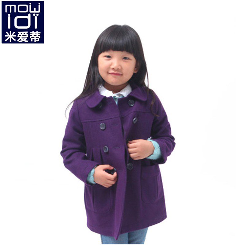 Mowidi clothing female child overcoat wool coat trench thermal outerwear fashion preppy style