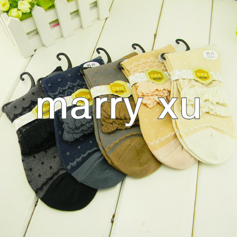 Ms. bamboo fiber socks, jacquard socks Ms. Flax dot socks