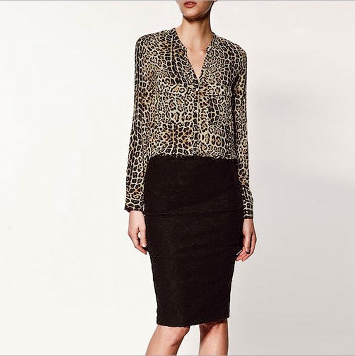 MS COLOR On Sale Women's Ladies' Fashion Leopard Blouse, Fashion V-neck Shirt 8562