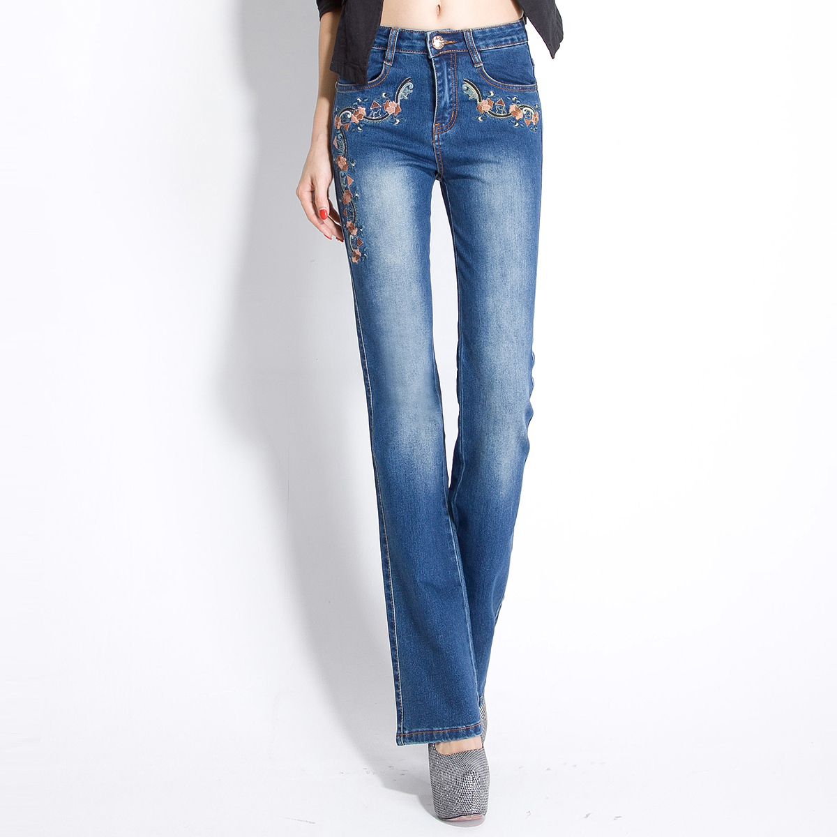 MS COLOR Unique Original design Fashion Embroidery Women's Ladies' Jeans, High Quality Authentic, plus size