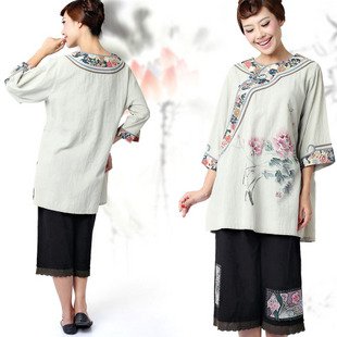 Ms cotton blouse outfit hanfu summer dress code national wind big spring clothing
