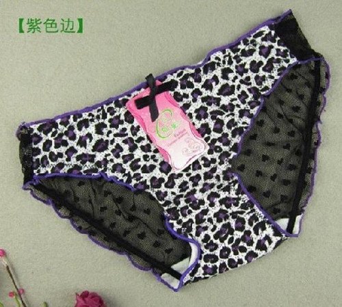 Ms. sexy leopard panties cotton net yarn underwear 7053 Free shipping