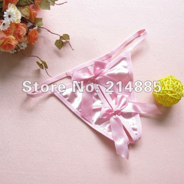 Ms. sexy lingerie sexy underwear bow small open file T pants thong G6840