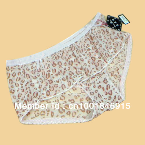 Ms. sexy transparent lace leopard Qiaotun low waist cotton crotch briefs