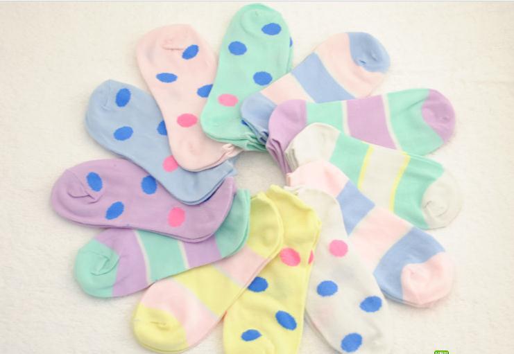 Ms. Summer cotton socks and lovely cartoon boat dot female candy color sock socks shallow mouth sock  20PCS/LOT color randomly