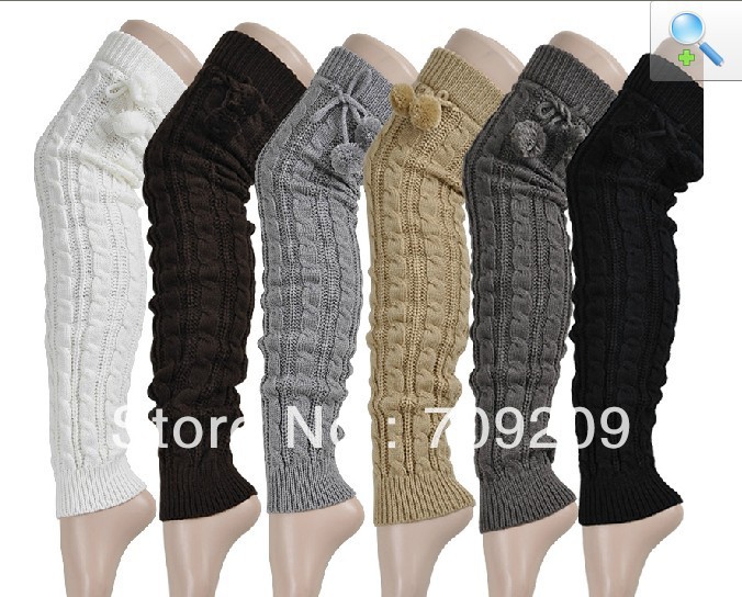 Ms. wool piles of loose socks knee twist Leg Warmers for Spring autumn winter 3pair/lot