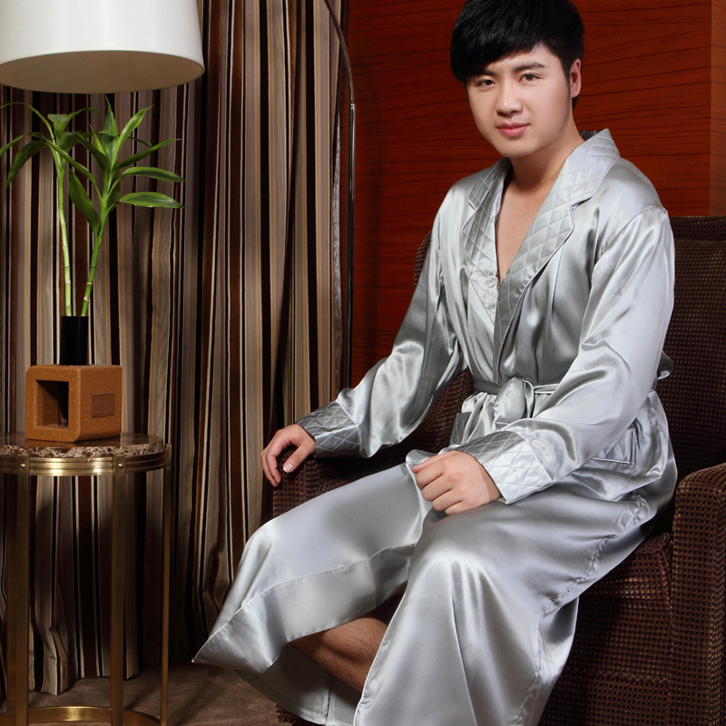 Mulberry silk autumn and winter robe male pure 5 sm8293 nightgown