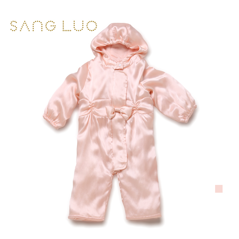 Mulberry silk children's infant clothing winter thermal cuttanee cotton-padded jacket thickening 2w630 one piece jumpsuit