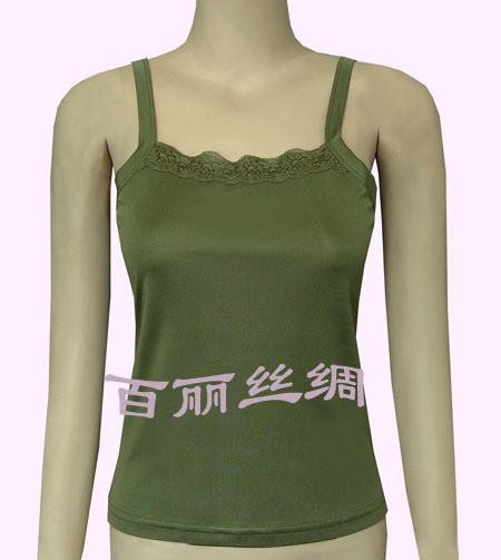 Mulberry silk double faced knitted silk spaghetti strap vest lace basic spaghetti strap olive plus size available