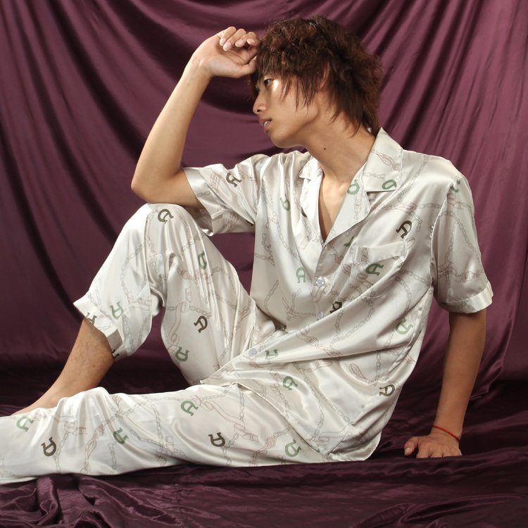Mulberry silk heavy silk sleepwear male long-sleeve short-sleeve top trousers twinset 748