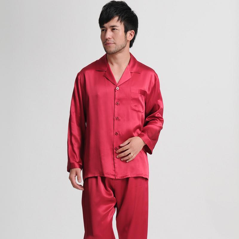 Mulberry silk heavy silk sleepwear male spring and summer long-sleeve top trousers 8037 - 672