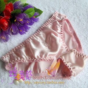 Mulberry silk panties women's embroidered pink sexy low-waist briefs