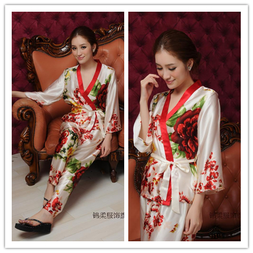 Mulberry silk sleep set summer sleepwear Women silk sleepwear 1287