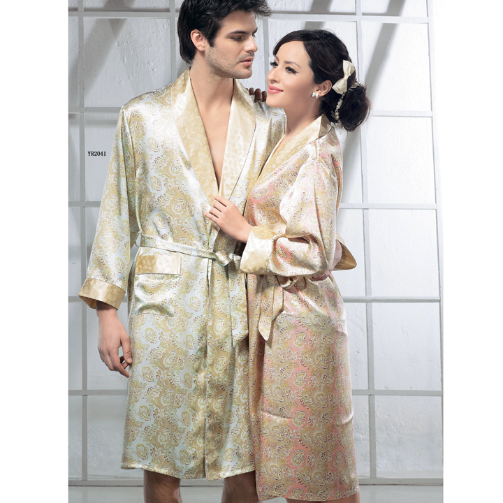 Mulberry silk sleepwear lounge lovers robe bathrobes ye2041 bowline