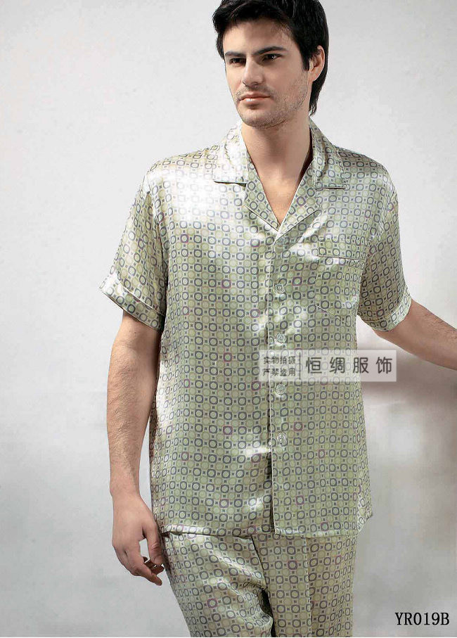 Mulberry silk sleepwear male spring and summer long-sleeve short-sleeve top trousers twinset 01930