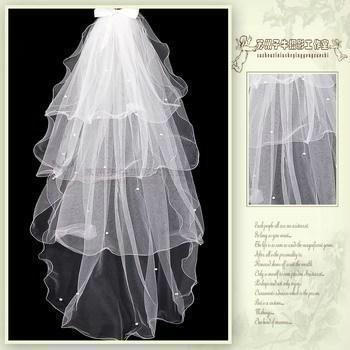 multi-layer bridal veil,  wedding gown accessories, white, beading, wholesale, retail, low price, free shipping
