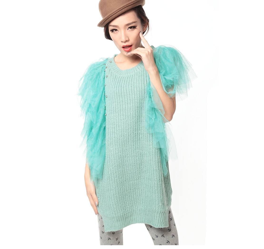 Multi-layer dream aesthetic gauze sleeveless tank dress sweater dress medium-long sweater 6S