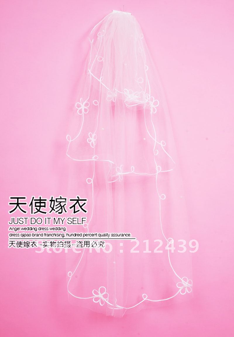 Multi-layer rhinestone veil long trailing veil lace bridal veil gloves wedding dress veil - 205