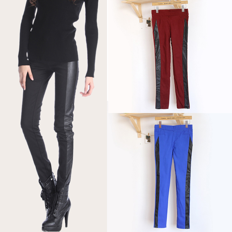 Multicolor fashion star basic leather pants