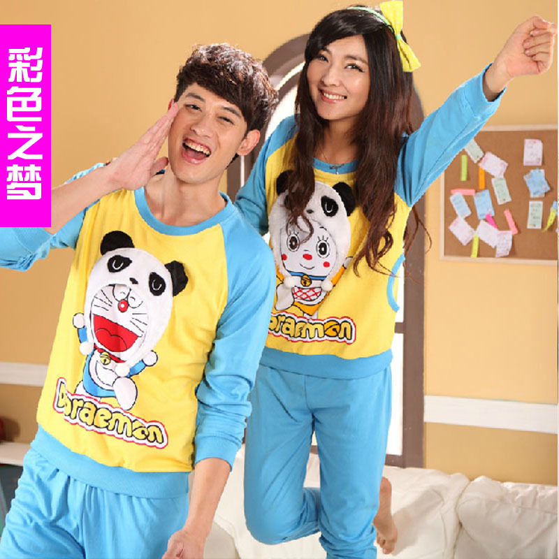 Multicolour autumn and winter lovers sleepwear cartoon long-sleeve dorah a sleepwear cotton female lounge set