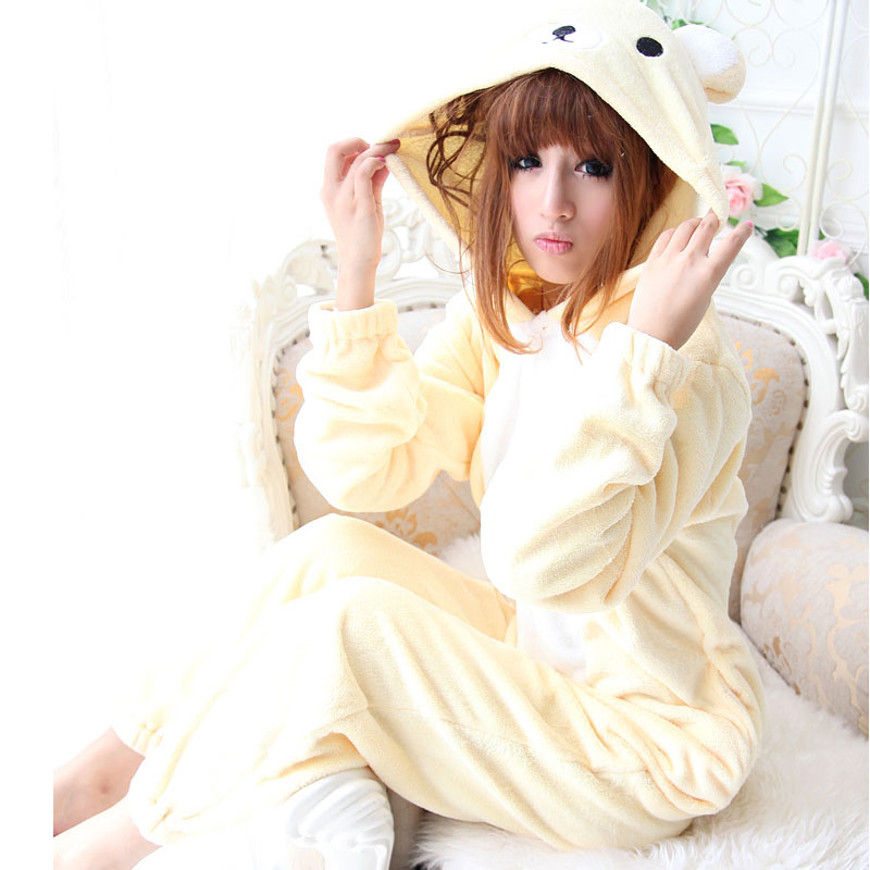 Multicolour coral fleece sleepwear stitch animal cartoon one piece sleepwear winter lovers sleepwear