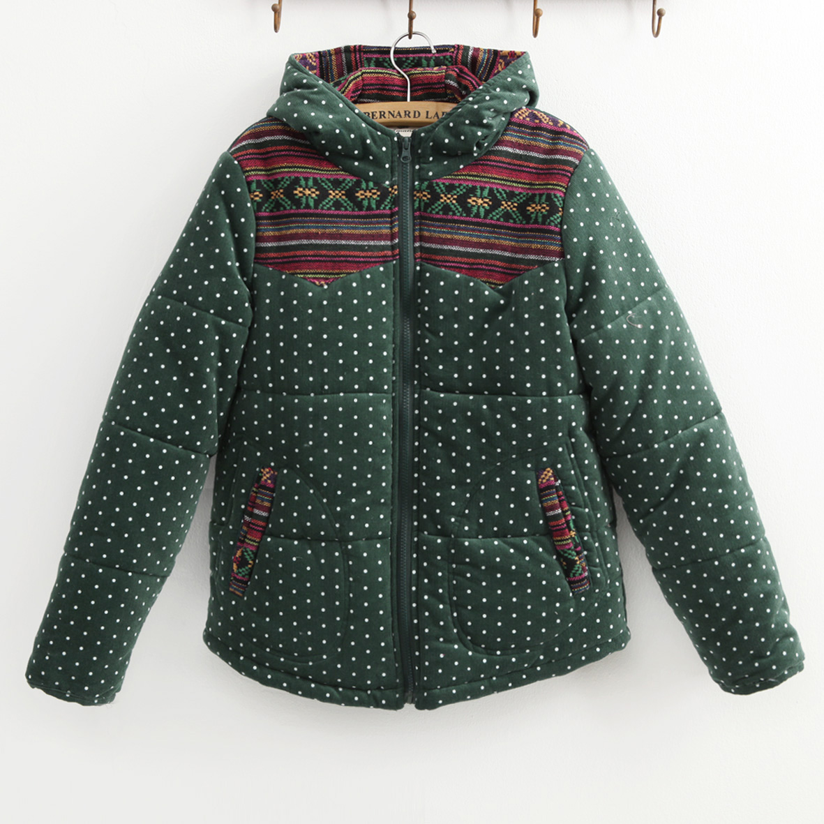 Multicolour embroidery stripe , winter new arrival all-match polka dot cotton-padded massifs with a hood wadded jacket