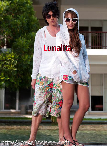 Multicolour lunalita lovers beach pants shorts big shorts tropical jungle