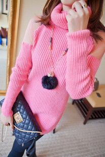Mushroom autumn winter wool strapless long-sleeve sweater women's turtleneck sweater clothes gauze free shipping