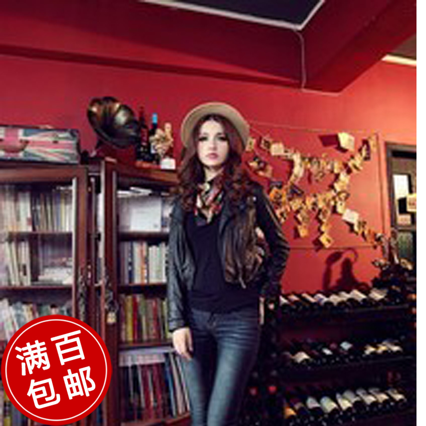 Mushroom spring leather clothing outerwear slim cardigan women's free shipping