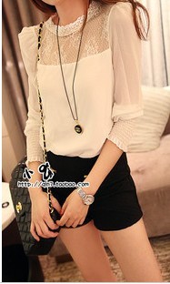 Mushroom women's 2013 spring stand collar lace princess chiffon shirt trend clothes sisters equipment