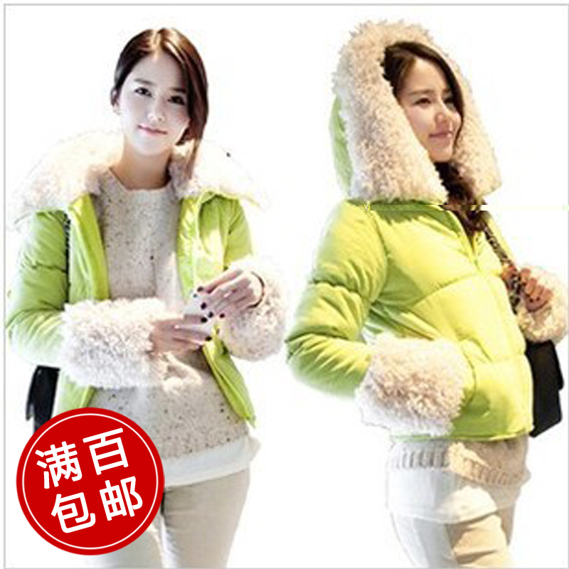 Mushroom women's abc slim berber fleece hooded short design wadded jacket thick Women cotton-padded jacket