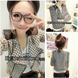 Mushroom women's autumn fashion motorcycle denim leather coat female long-sleeve plus size 2013 Free Shipping Free Shipping