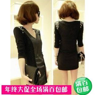 Mushroom women's fashion bag leather skirt winter one-piece dress clothing clothes