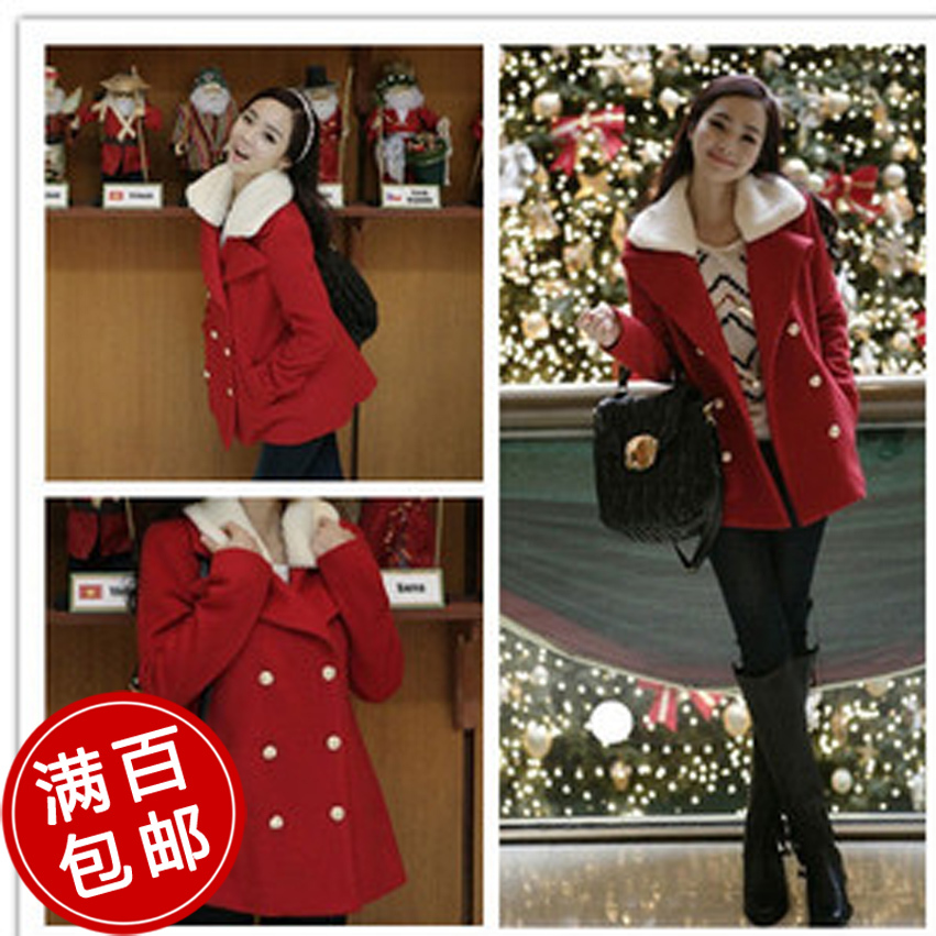 Mushroom women's long design woolen thick outerwear woolen overcoat autumn and winter