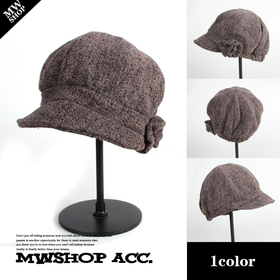 Mwshop winter new arrival flower cap small elegant wool fashion octagonal hat